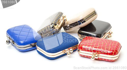 Image of Set of fashionable female handbags