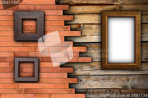 Image of abstract wood backdrop with frames