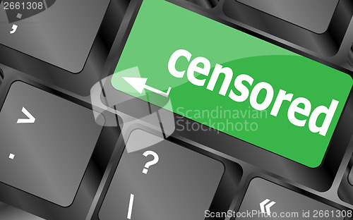 Image of censored word on computer keyboard pc key