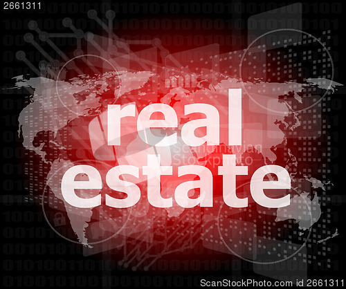 Image of real estate text on touch screen