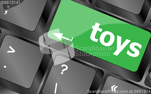 Image of toys word on computer keyboard pc key