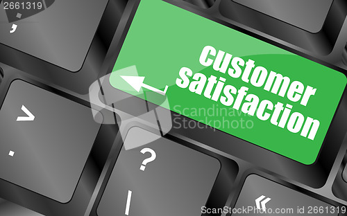 Image of customer satisfaction key word on computer keyboard