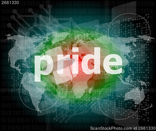 Image of The word pride on digital screen