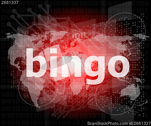 Image of bingo word on business digital touch screen