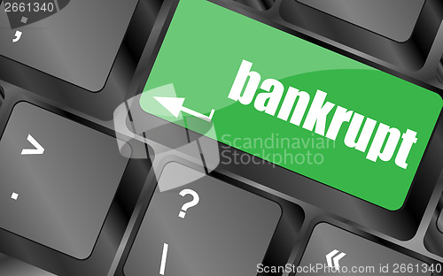 Image of A keyboard with key reading bankrupt, business concept