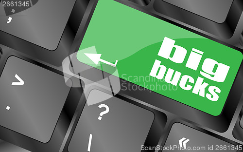 Image of big bucks on computer keyboard key button