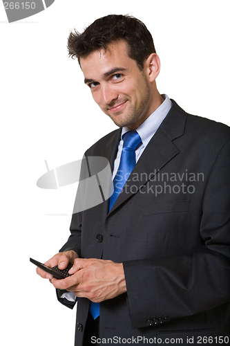 Image of Business man getting paged