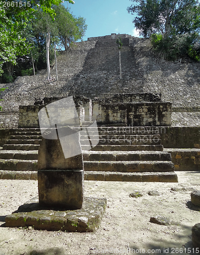 Image of temple detail at Calakmul