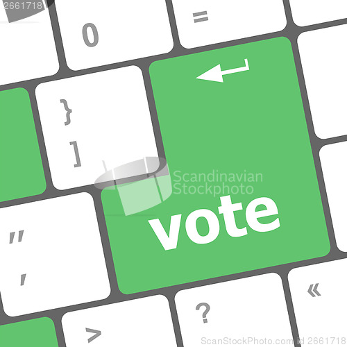 Image of vote button on computer keyboard key