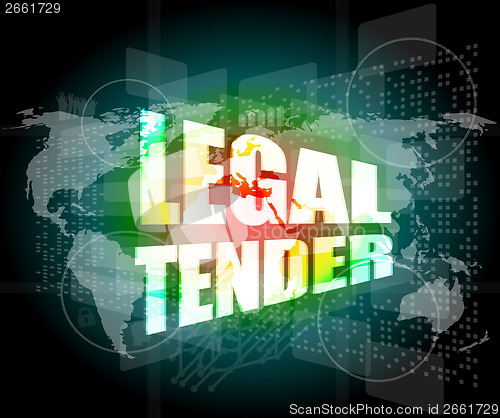 Image of touch screen interface with legal tender words