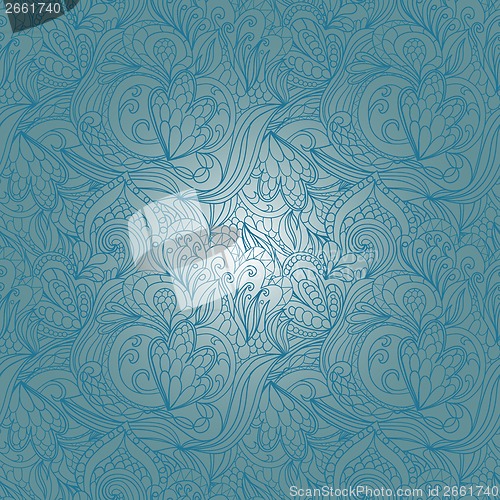Image of Seamless blue abstract hand-drawn waves pattern