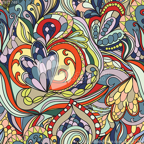 Image of Seamless abstract hand-drawn waves pattern