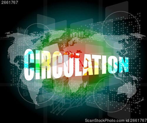 Image of circulation word on digital touch screen