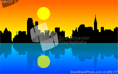 Image of city at sunrise