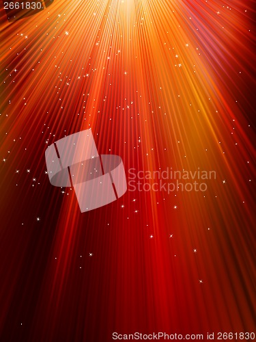 Image of Stars and snowflakes on red golden. EPS 10