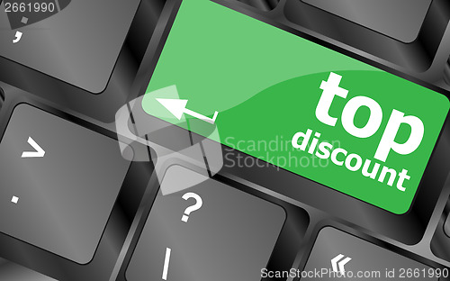 Image of top discount concept sign on computer key