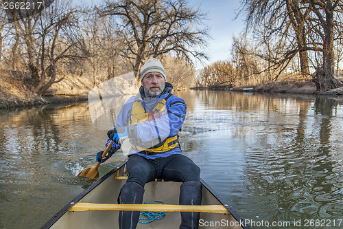 Image of canoe paddling on Poudre River