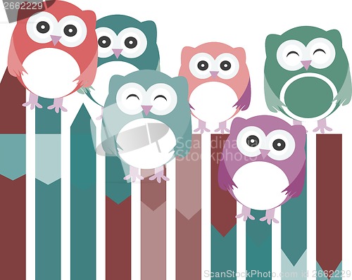 Image of set of owls with different expressions