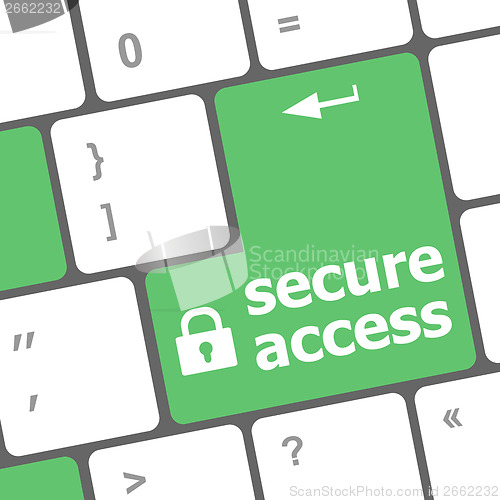 Image of secure access, close up view on conceptual keyboard, Security key