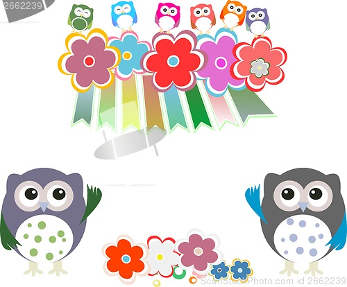 Image of sweet owls, flowers