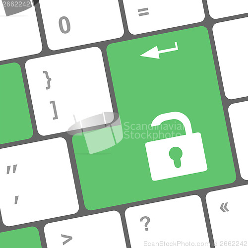 Image of open lock button on the keyboard key