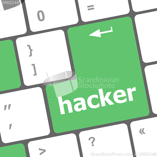 Image of hacker button on computer keyboard key