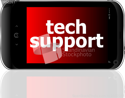 Image of digital smartphone with tech support words, business concept