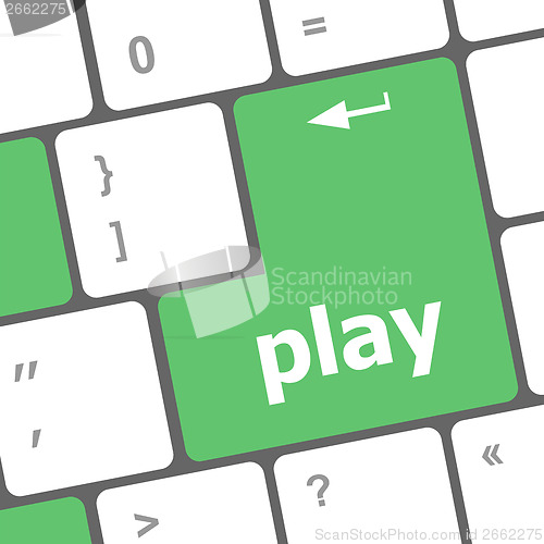 Image of Play word on computer keyboard button
