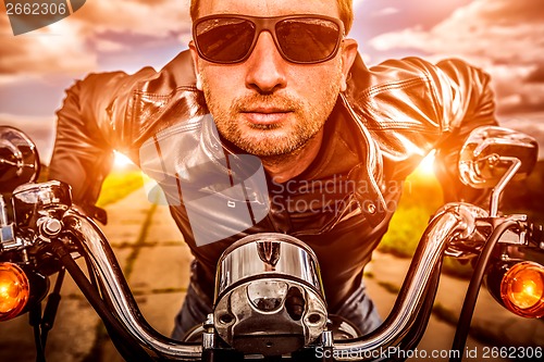 Image of Biker on a motorcycle