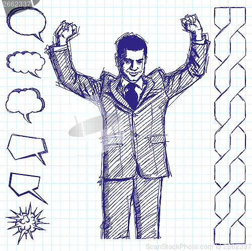Image of Sketch Businessman With Hands Up