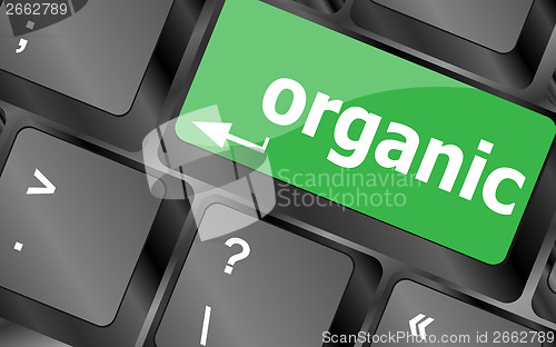 Image of organic word on green keyboard button