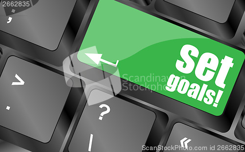 Image of set goals button on keyboard - business concept