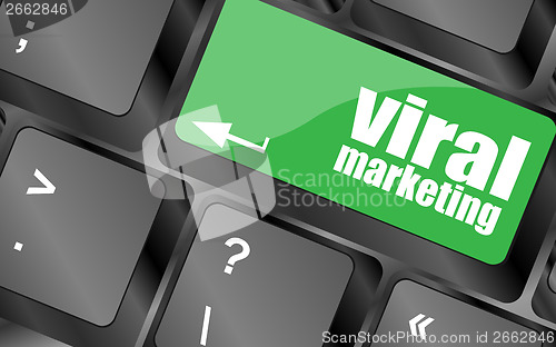 Image of viral marketing word on computer keyboard key, raster