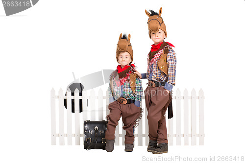 Image of Two boys in carnival costumes