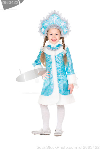 Image of Girl posing in snow maiden costume