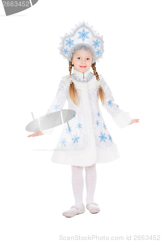 Image of Girl posing in snowflake costume
