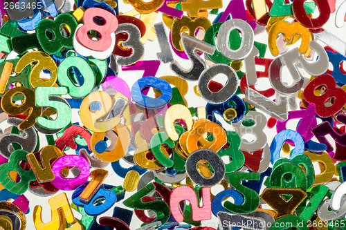 Image of small color numbers confetti background