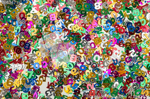 Image of small color numbers confetti background