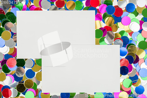 Image of small color confetti and empty card