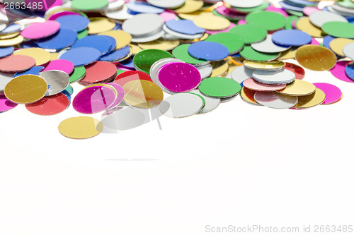 Image of small color confetti background on white