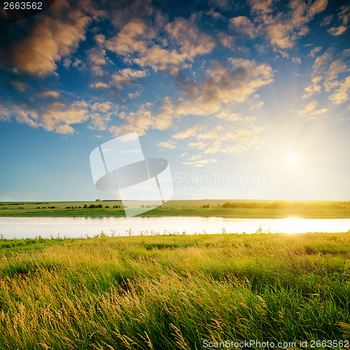 Image of sunset over river