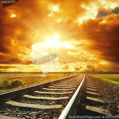 Image of dramatic sky and railroad