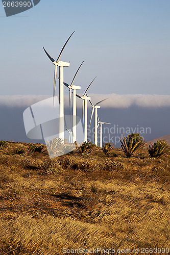 Image of africa wind turbines and the sky in the isle 