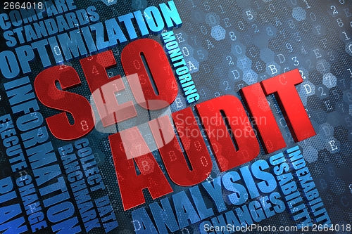 Image of SEO Audit -  Wordcloud Concept.