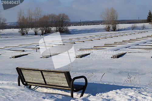Image of Park bench overlooking Boat slips