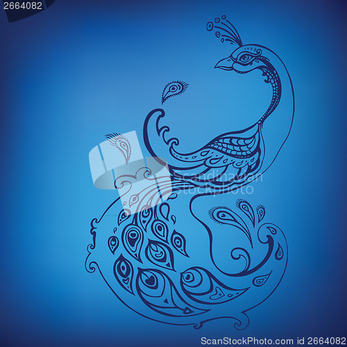 Image of Peacock. Vector illustration.