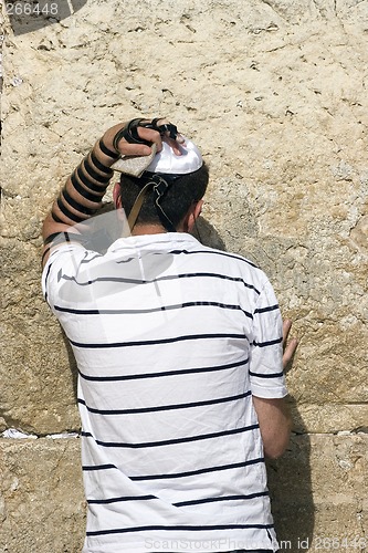 Image of Pray at a western wall/ Tefillin