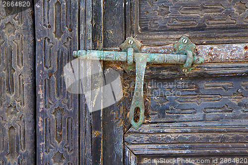 Image of door abstract  spain a green closed wood    lanzarote 