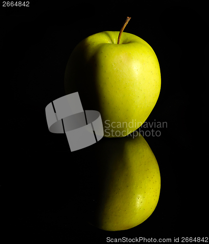 Image of apple on reflective ground