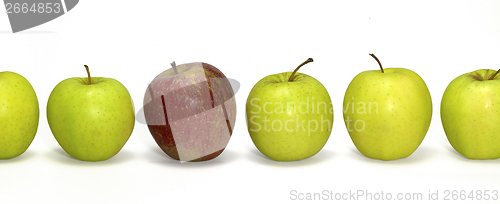 Image of apples in a row